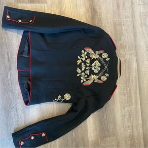 Embroidered Black Military Jacket from Zara